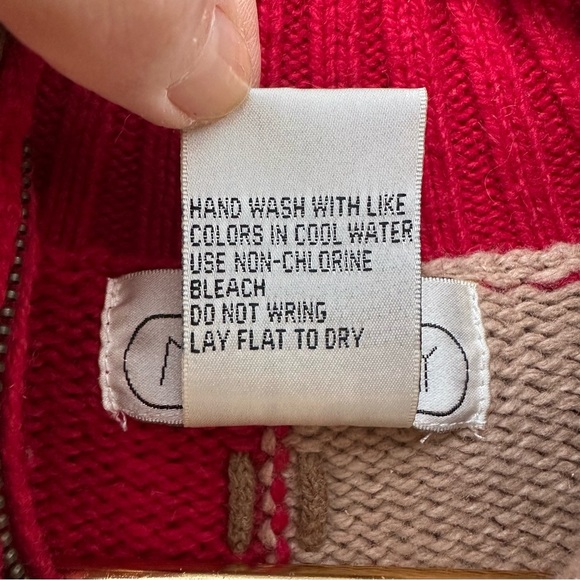 Mandal Bay Patchwork Tree Knit Sweater Red Brown Beige Fall Y2K Cottagecore M - Picture 4 of 10